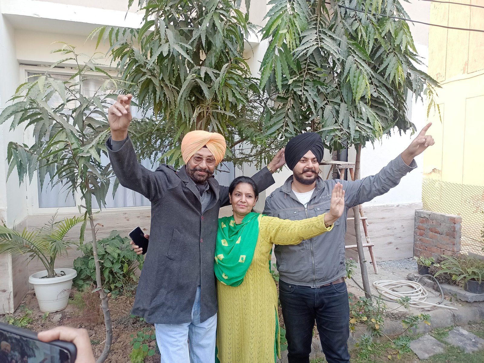L to R: P.S Sandu, father; Harwinder Kaur, mother; Harnoor Singh, brother (Image: Bhaskar Mukherjee