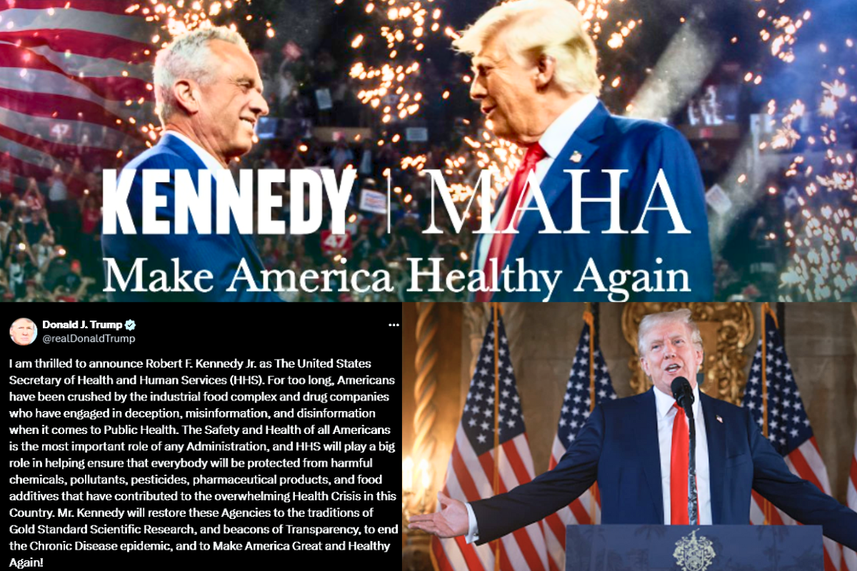 Donald Trump unexpectedly announced on Twitter that he had chosen to name Robert F. Kennedy Jr. as Secretary of Health and Human Services (HHS)