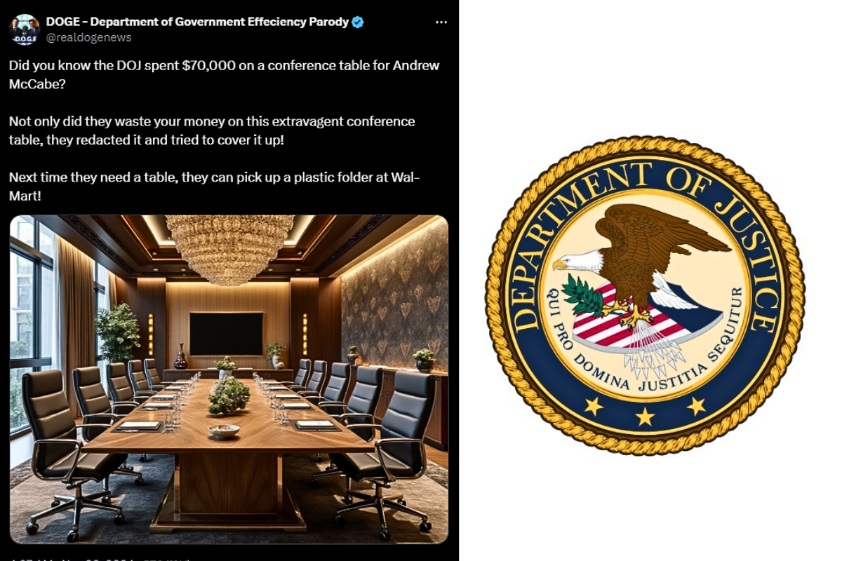 Department of Justice (DOJ) is facing backlash after revelations about a $70,000 expenditure on a conference table for former FBI Deputy Director Andrew McCabe.