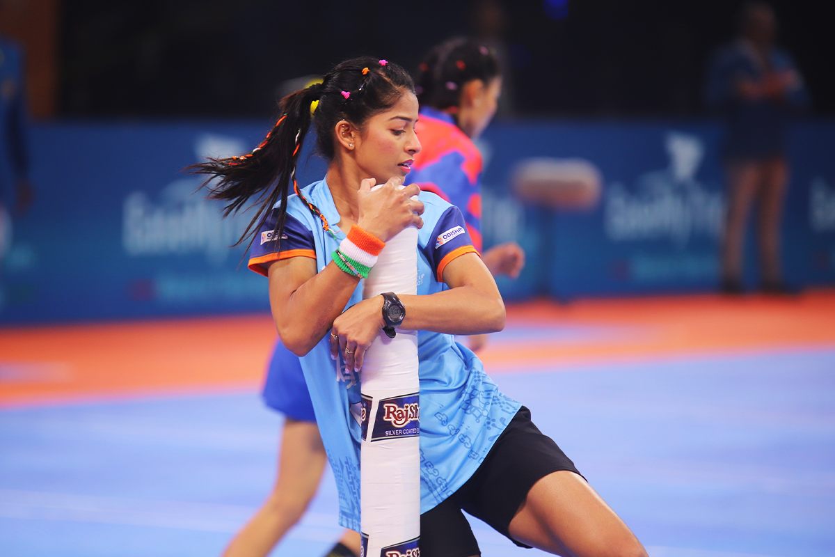 The Indian women’s team captain leads the charge as an attacker in the Kho-Kho final.