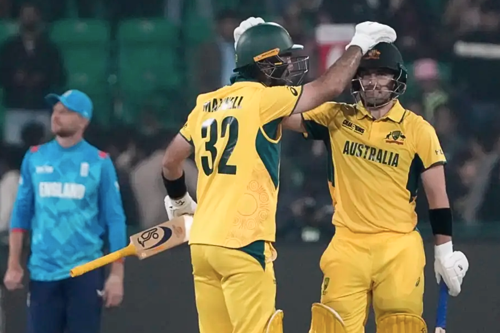 Josh Inglis and Glenn Maxwell celebrated Australia's record breaking win.