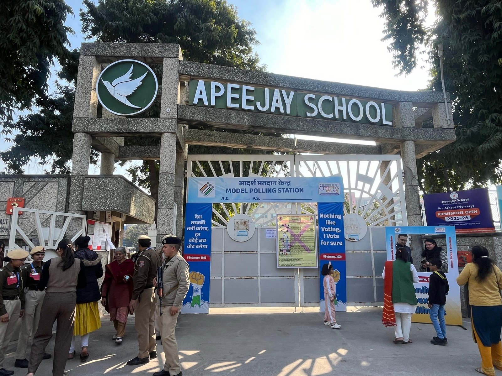 Voters exercise their democratic right at Apeejay School, Panchsheel Park, as Delhi decides its future. (Photo by Ritik Sharma)