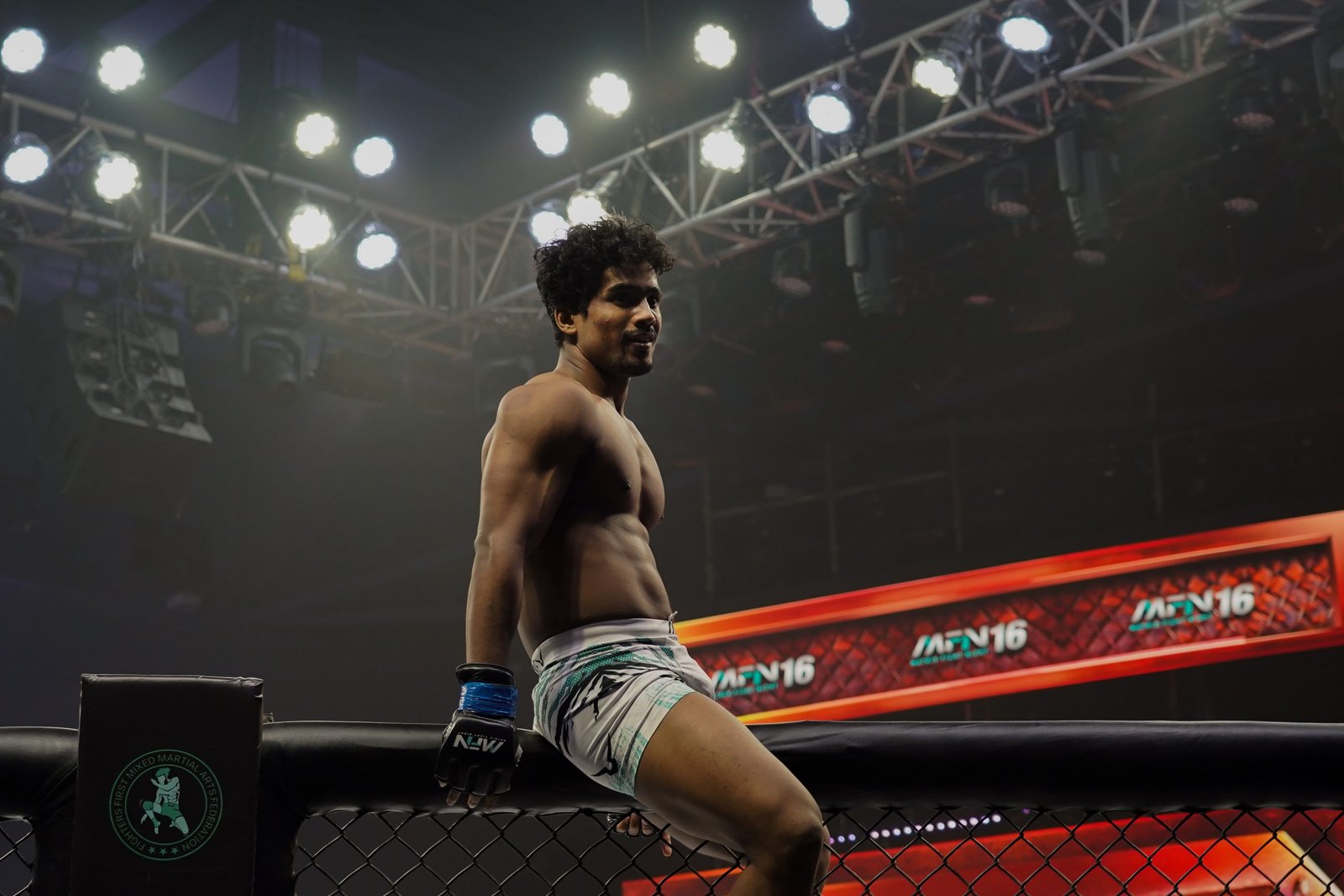 Jyoti Kalita celebrated after winning by KO against Sameer Dhiman. (Photo by Ritik Sharma)