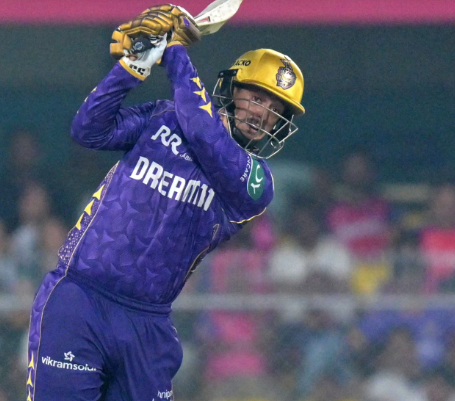 Quinton de Kock's unbeaten 97 powers KKR to a dominant 8-wicket win over RR.