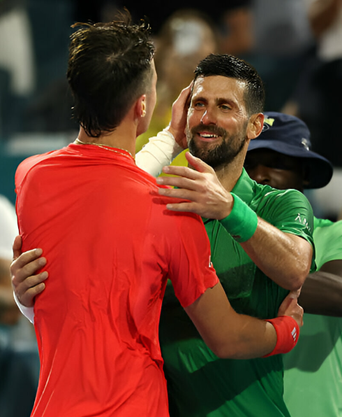 Novak Djokovic graciously congratulated Jakub Mensik after the Miami Open final.