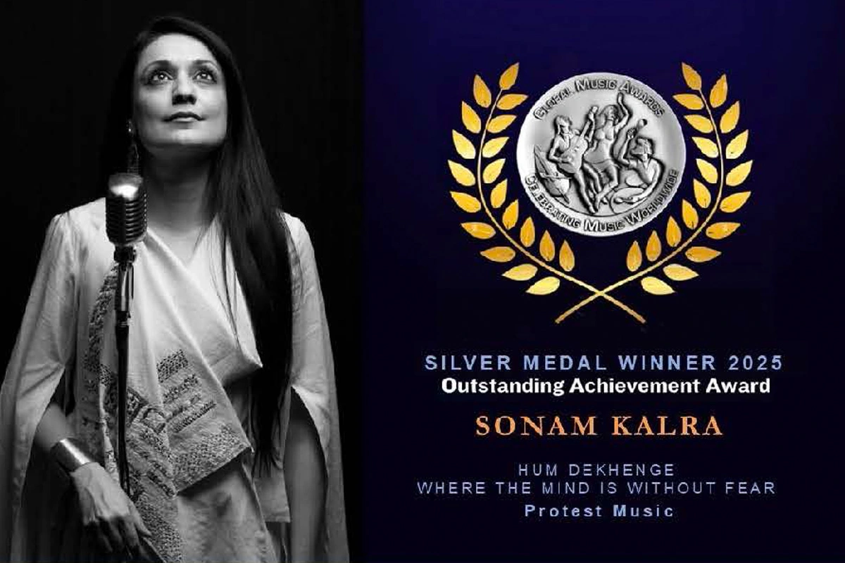 Sonam Kalra Shines at Global Music Awards 2025 – Wins Silver for ‘Hum Dekhenge’ & ‘Where the Mind is Without Fear’ in Protest Music Category!
