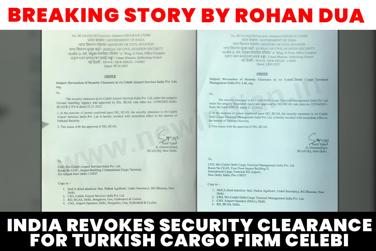 India revokes clearance of Turkish cargo firm Celebi; had monopoly since 2008